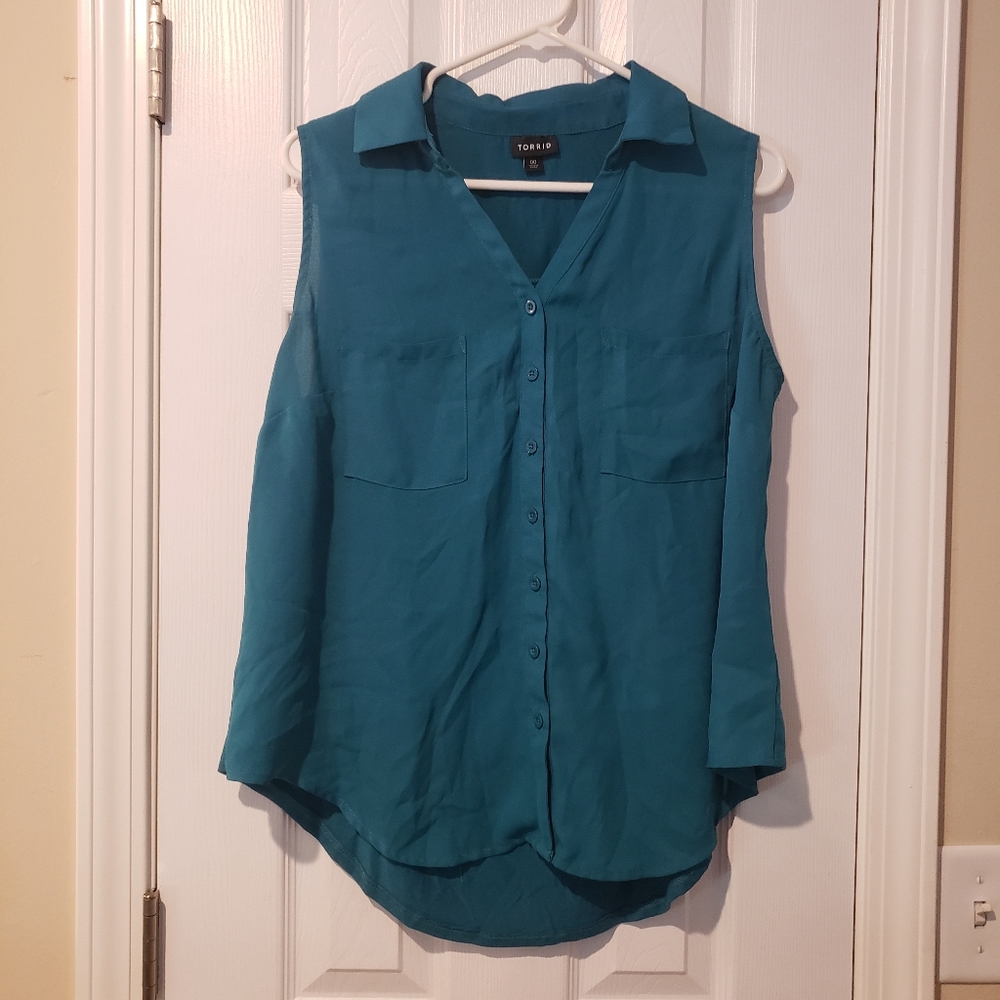 Teal Torrid blouse top